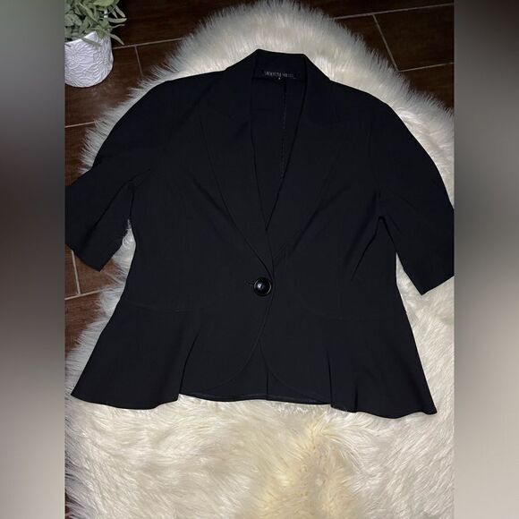 Lafayette 148 New York black 1 button short sleeved blazer sz 8 - Picture 1 of 8